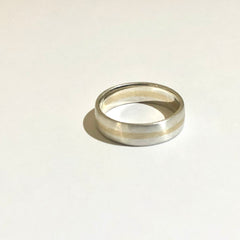14k Gold and Sterling Silver 4.5 mm Modern Two-tone Mixed Metal Ring
