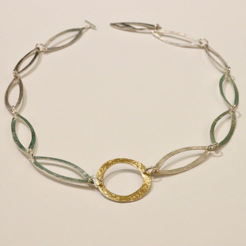 Long Twig Necklace in 18k gold and Silver