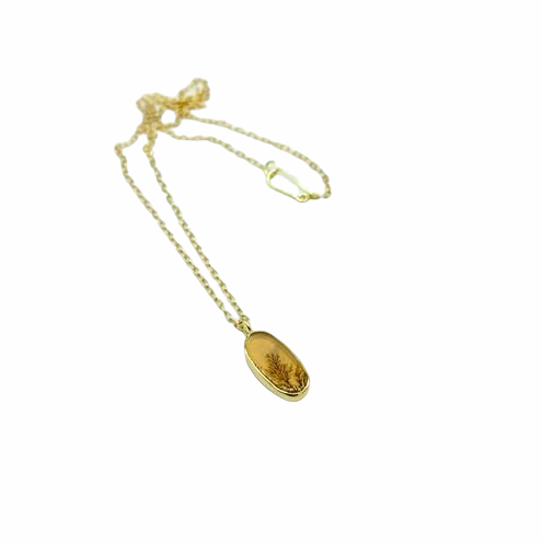 Solid 18k Gold Petite Dendritic Quartz Necklace