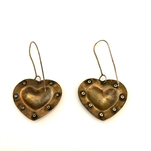 Copper Fearless Heart Earrings