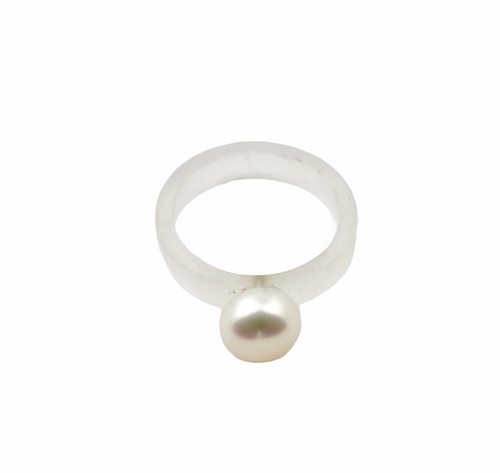 Mod Stackable Pearl Ring with White Acrylic