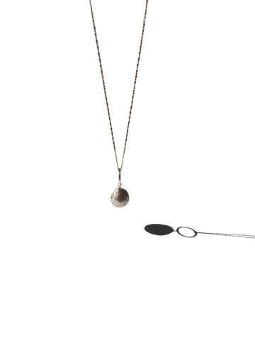 Twin Necklace with Freshwater Pearls on Nylon String and Sterling Silver Tube