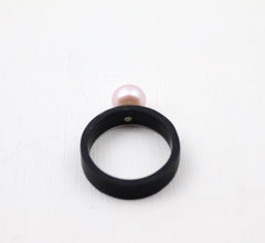 Mod Stackable Pearl Ring with Black Acrylic