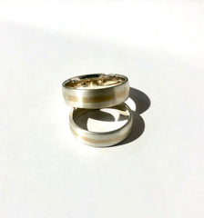 14k Gold and Sterling Silver 4.5 mm Modern Two-tone Mixed Metal Ring