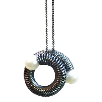 Interlocking Circles Pendant with Freshwater Pearls