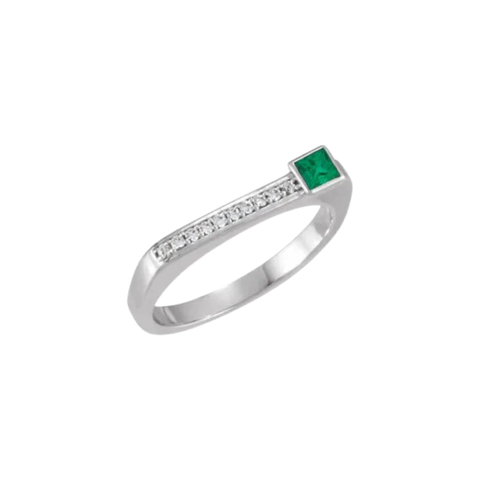 14K Yellow Natural Emerald and Diamond Ring