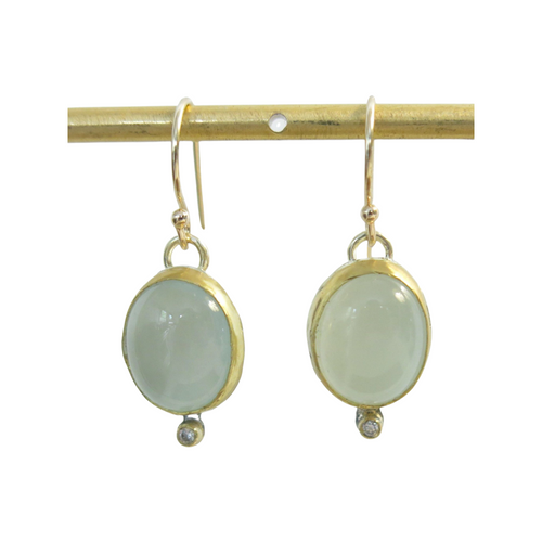 Beryl Stone and Diamond Earrings