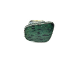Ruby Zoisite Ring Etched Texture in Sterling Silver