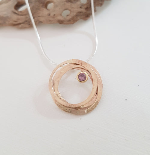 9K Gold  Wrap Pendant with Pink Sapphire