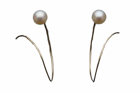 Bimetallic Curl Earrings  with Small Studs in 22K Metals & Sterling Silver