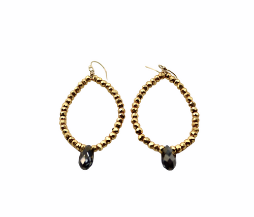 Glint Earrings with Hematite Briolette and Faceted Gold-filled Beads