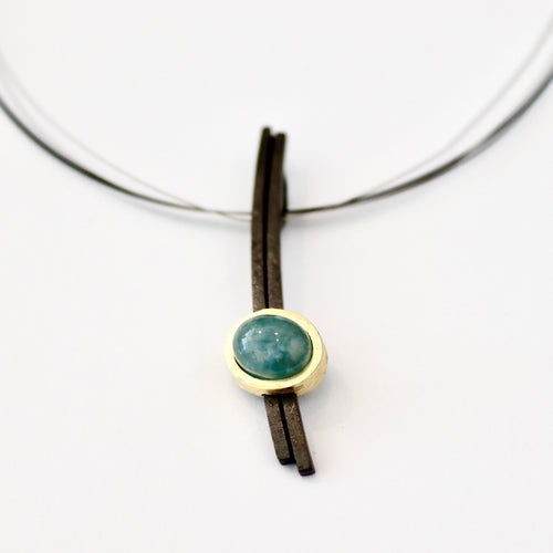 Aquamarine and Oxidized Silver Necklace