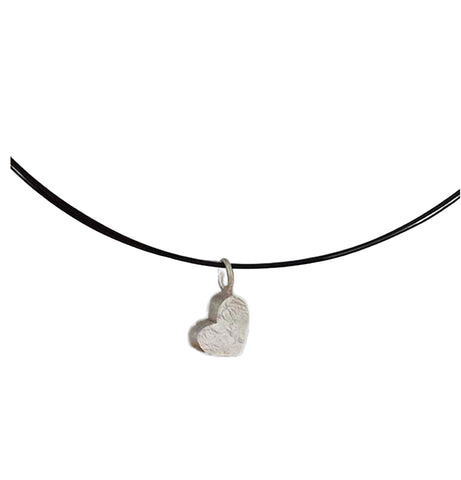 Heart Necklace with Rare White Freshwater Heart Shape Pearl and Two Small White Pearls