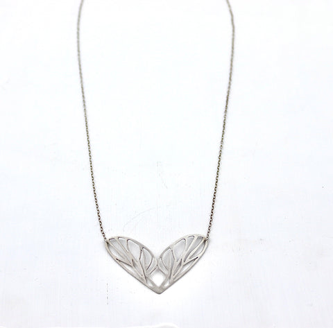 CHERRY BLOSSOM Patinated Sterling Silver Necklace, 17" long