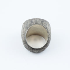 Labradorite or quartz pyrite Ring with etched texture in sterling silver