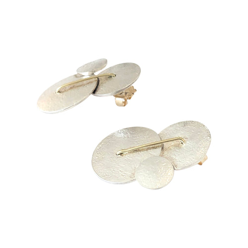 3-Disc Earrings with Gold Line