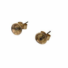 18kt Gold Acorn Cup Studs with Champagne Diamonds