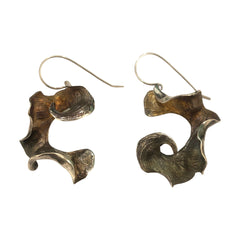Argentium Silver Patinated Curly Pod Earrings