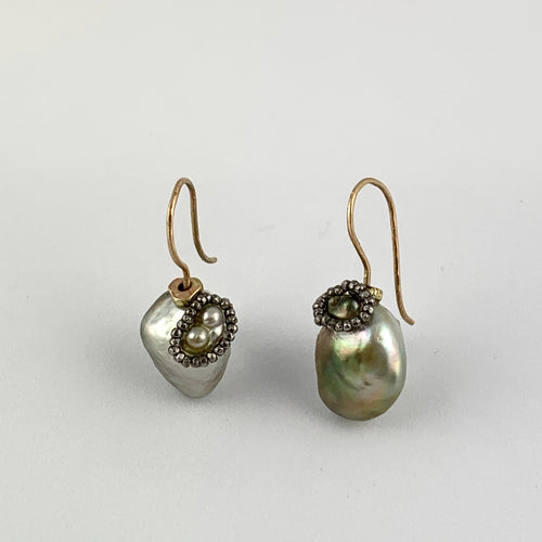 Tahitian Baroque Bi-Color Pearls Earrings