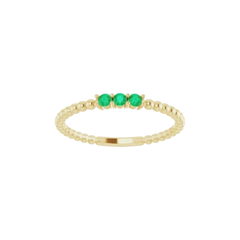 14K Gold Emerald Beaded Ring