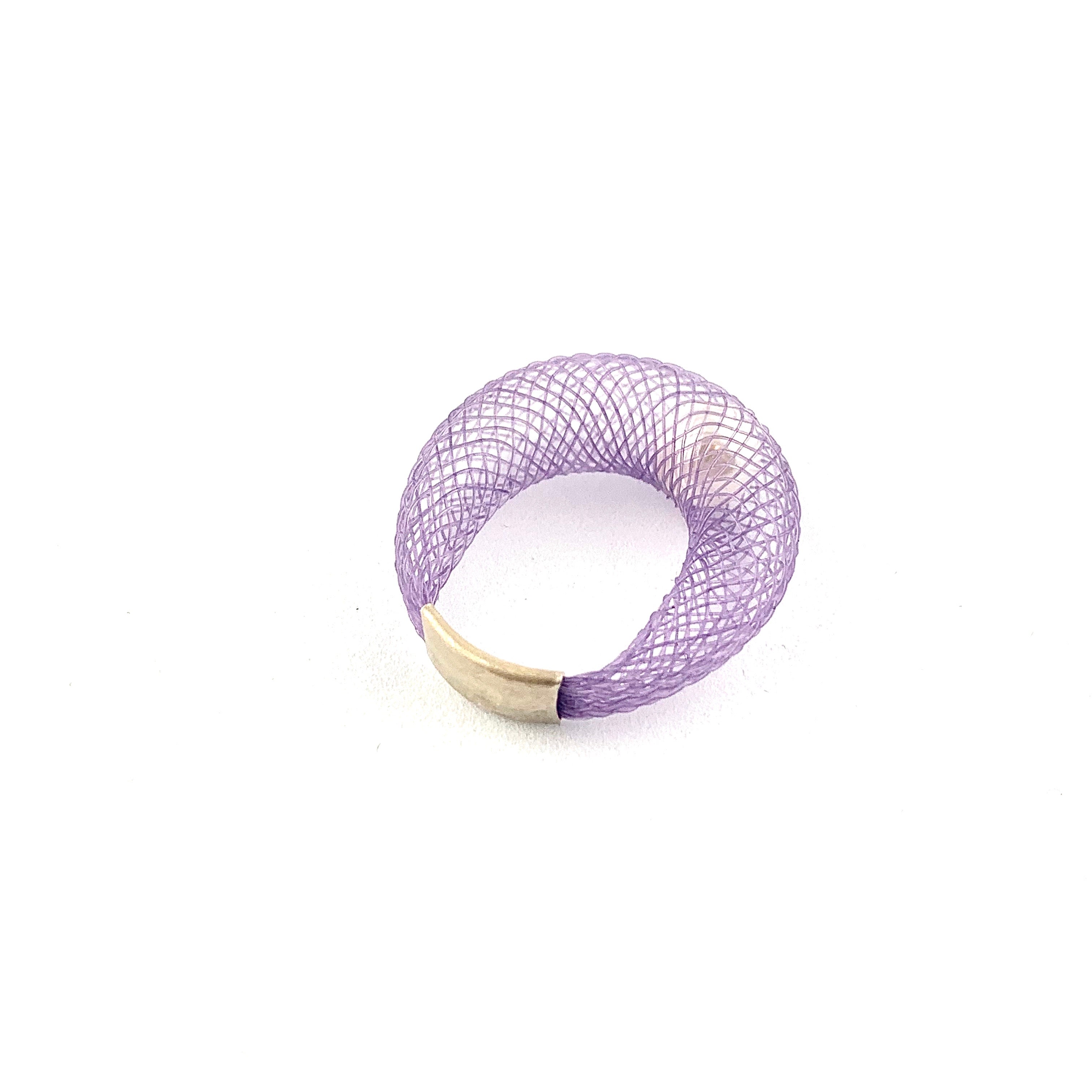 Dyed Nylon Faux White Pearl Ring