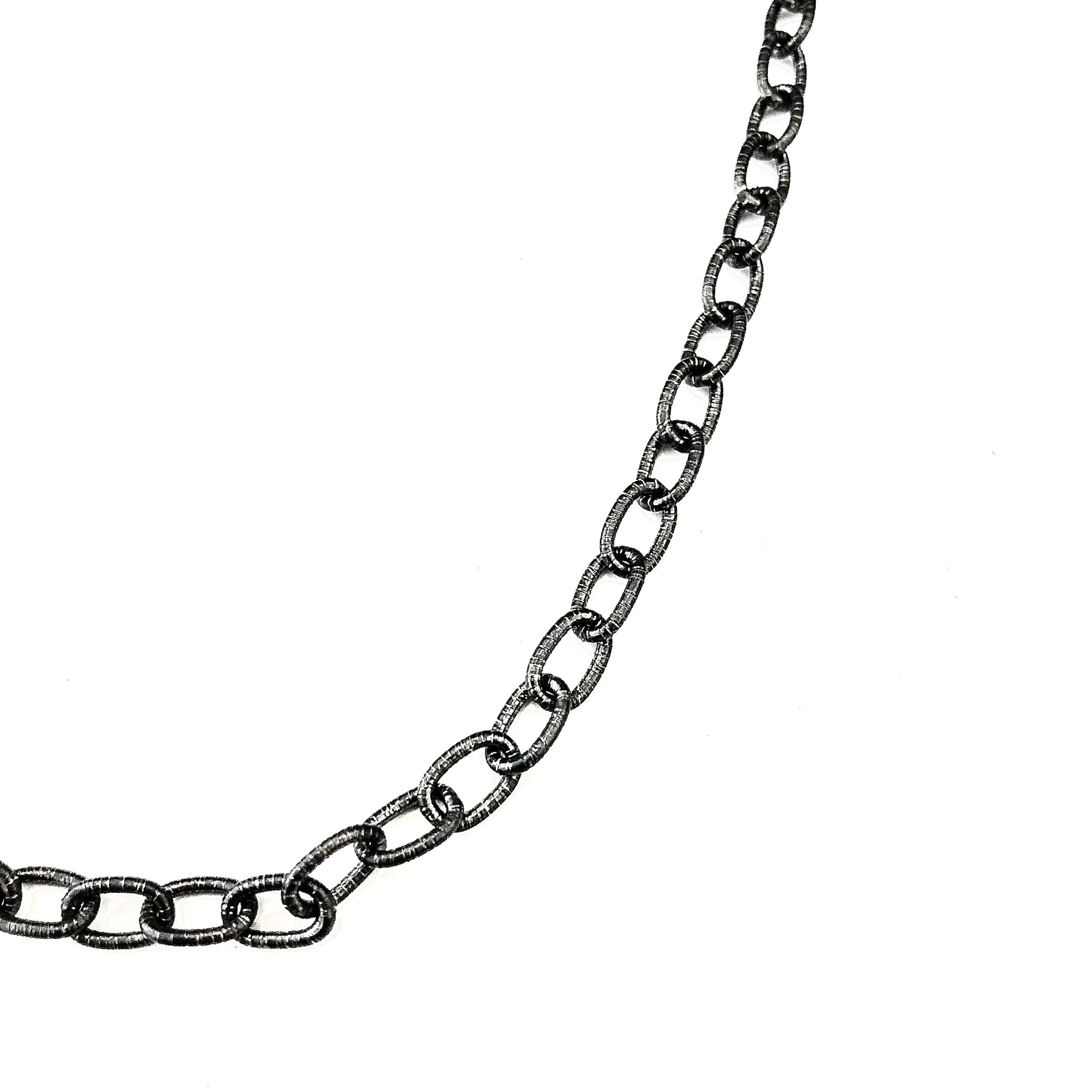 Large Textured Handmade Oval Silver Link Chain – Lireille