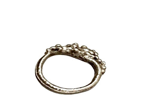 18k Ball Silver Ring