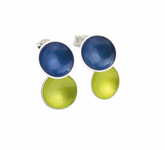 Halo Silver and Colorful Medium Enamel Double Drop Earrings