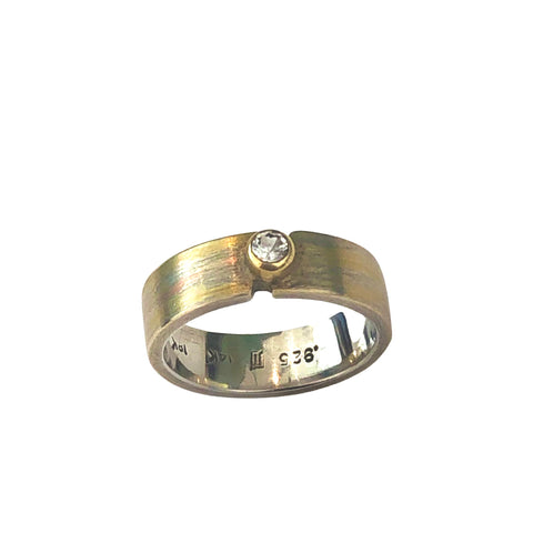 Kite Shape Salt and Pepper Solitaire Diamond Band with Matte Finish