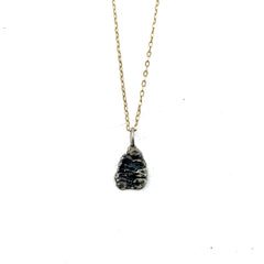 Talisman neckpiece with 18k vermeil chain and distressed textured sterling pendant