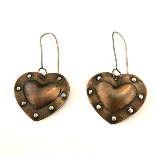 Copper Fearless Heart Earrings