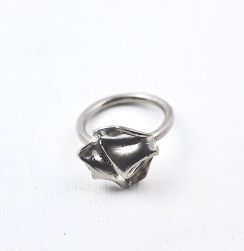 Fold Ring Top Crumple in Sterling Silver.