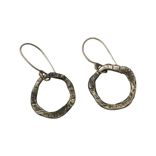 Off Round Hammered Hook earrings