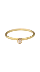 18k Yellow Gold Dainty Diamond Solitaire Ring