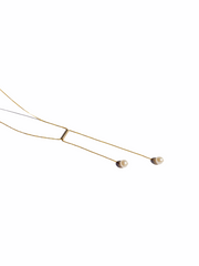 Twin Necklace with White Potato Pearls on Gold-filled Box Chain