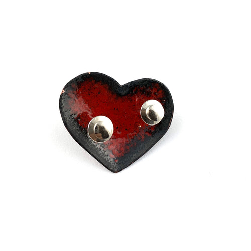 Red Enamel Fearless Heart Pin or Brooch