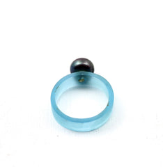 Mod Stackable Pearl Ring with Blue Acrylic