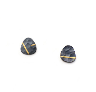 Black Gold Rock Earrings - L