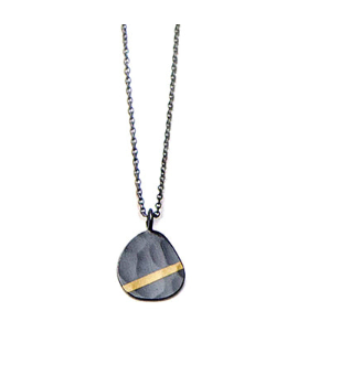 Raw Crystal Brass Pendant with sterling silver chain- Large