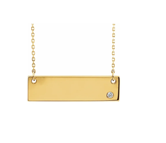 14K Yellow Gold Nameplate Bar Necklace with Diamond or Birthstone Accent