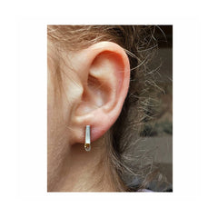 Silver ingot earrings with 18K gold detail