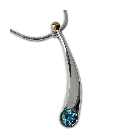 Short Silver Wiggly Drops with Blue Topaz
