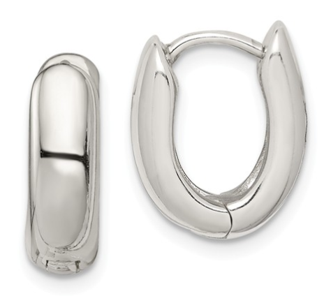 Sterling Silver Oval Hinged Hoop Earrings