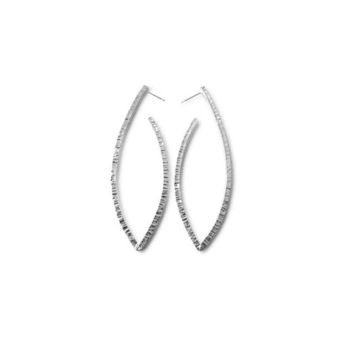 Large Twig White Diamond Hoops in Solid 14k Gold