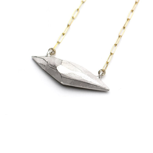 Raw Horizontal Crystal Silver Pendant - Medium