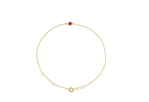 Small Hoop Earrings with One Ruby and 18k Gold