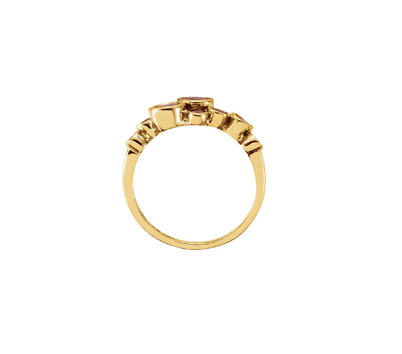 14K White Gold Bezel-set Multi-color Cluster Ring