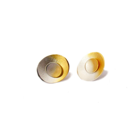 Large Enamel and Silver Target Studs Earrings - Inner Enamel