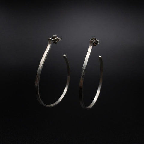 XL Sterling Silver Hoops Oxidized