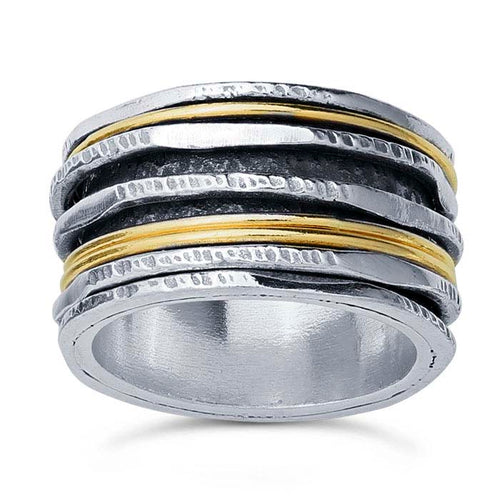 Sterling Silver 12.3mm Ring with Silver and Gold-filled Spinner Bands